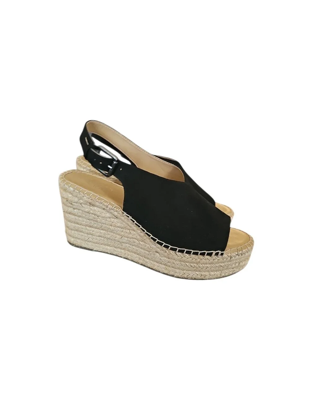 Franco Sarto Torres Sz 10 Black Suede Wedge Sandals NEW